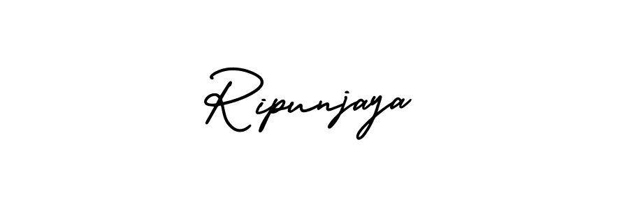 You should practise on your own different ways (AmerikaSignatureDemo-Regular) to write your name (Ripunjaya) in signature. don't let someone else do it for you. Ripunjaya signature style 3 images and pictures png