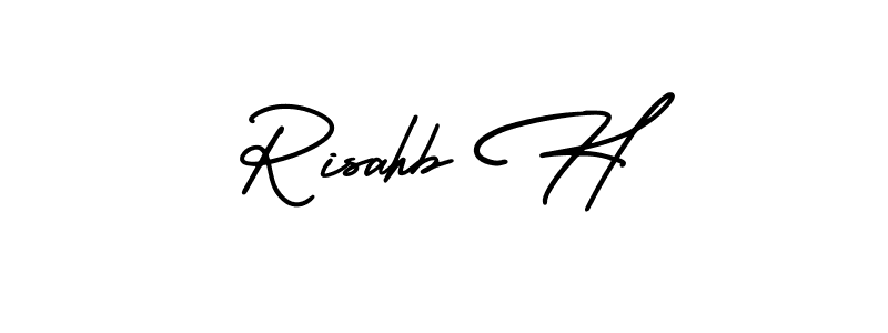 The best way (AmerikaSignatureDemo-Regular) to make a short signature is to pick only two or three words in your name. The name Risahb H include a total of six letters. For converting this name. Risahb H signature style 3 images and pictures png