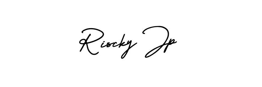 if you are searching for the best signature style for your name Riscky Jp. so please give up your signature search. here we have designed multiple signature styles  using AmerikaSignatureDemo-Regular. Riscky Jp signature style 3 images and pictures png