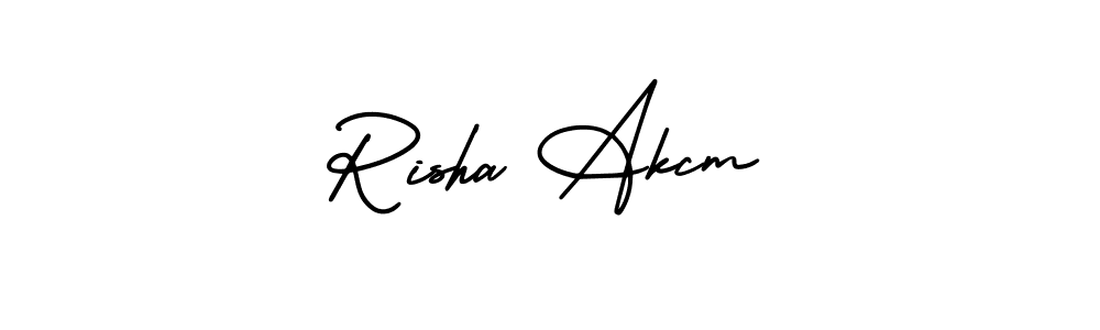 Similarly AmerikaSignatureDemo-Regular is the best handwritten signature design. Signature creator online .You can use it as an online autograph creator for name Risha Akcm. Risha Akcm signature style 3 images and pictures png