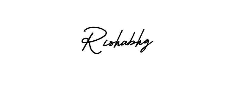 The best way (AmerikaSignatureDemo-Regular) to make a short signature is to pick only two or three words in your name. The name Rishabhg include a total of six letters. For converting this name. Rishabhg signature style 3 images and pictures png
