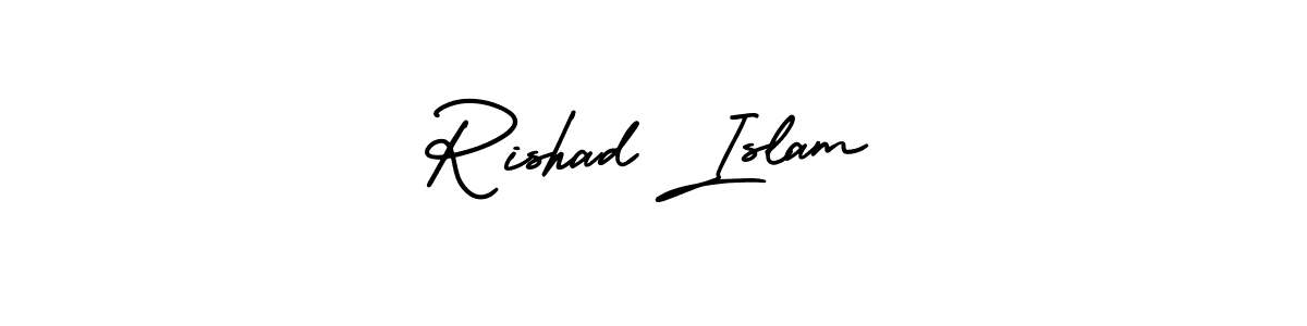 Similarly AmerikaSignatureDemo-Regular is the best handwritten signature design. Signature creator online .You can use it as an online autograph creator for name Rishad Islam. Rishad Islam signature style 3 images and pictures png