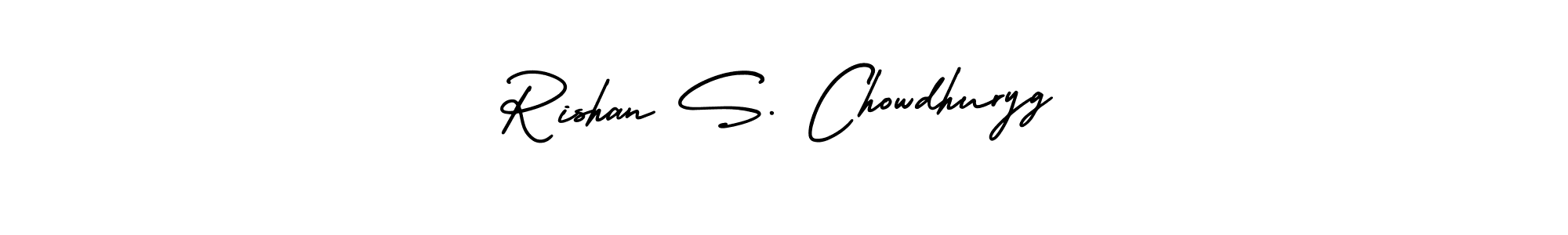The best way (AmerikaSignatureDemo-Regular) to make a short signature is to pick only two or three words in your name. The name Rishan S. Chowdhuryg include a total of six letters. For converting this name. Rishan S. Chowdhuryg signature style 3 images and pictures png