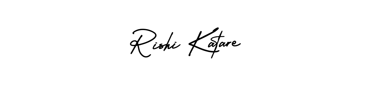 The best way (AmerikaSignatureDemo-Regular) to make a short signature is to pick only two or three words in your name. The name Rishi Katare include a total of six letters. For converting this name. Rishi Katare signature style 3 images and pictures png