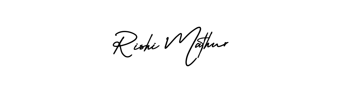You should practise on your own different ways (AmerikaSignatureDemo-Regular) to write your name (Rishi Mathur) in signature. don't let someone else do it for you. Rishi Mathur signature style 3 images and pictures png