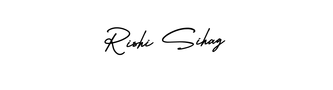 You should practise on your own different ways (AmerikaSignatureDemo-Regular) to write your name (Rishi Sihag) in signature. don't let someone else do it for you. Rishi Sihag signature style 3 images and pictures png