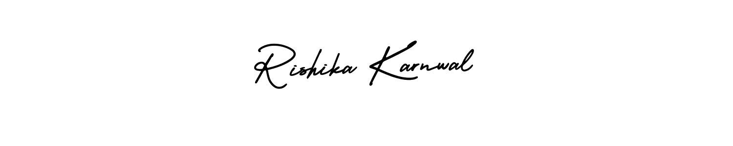 How to make Rishika Karnwal name signature. Use AmerikaSignatureDemo-Regular style for creating short signs online. This is the latest handwritten sign. Rishika Karnwal signature style 3 images and pictures png
