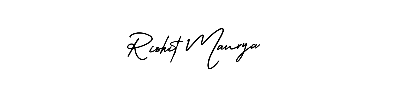 The best way (AmerikaSignatureDemo-Regular) to make a short signature is to pick only two or three words in your name. The name Rishit Maurya include a total of six letters. For converting this name. Rishit Maurya signature style 3 images and pictures png