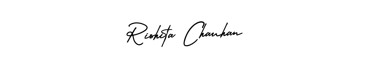 How to make Rishita Chauhan name signature. Use AmerikaSignatureDemo-Regular style for creating short signs online. This is the latest handwritten sign. Rishita Chauhan signature style 3 images and pictures png