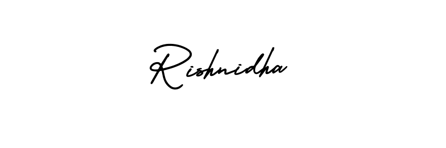 Similarly AmerikaSignatureDemo-Regular is the best handwritten signature design. Signature creator online .You can use it as an online autograph creator for name Rishnidha. Rishnidha signature style 3 images and pictures png