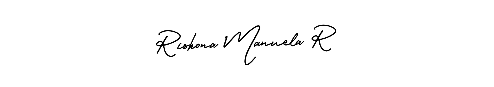 How to Draw Rishona Manuela R signature style? AmerikaSignatureDemo-Regular is a latest design signature styles for name Rishona Manuela R. Rishona Manuela R signature style 3 images and pictures png