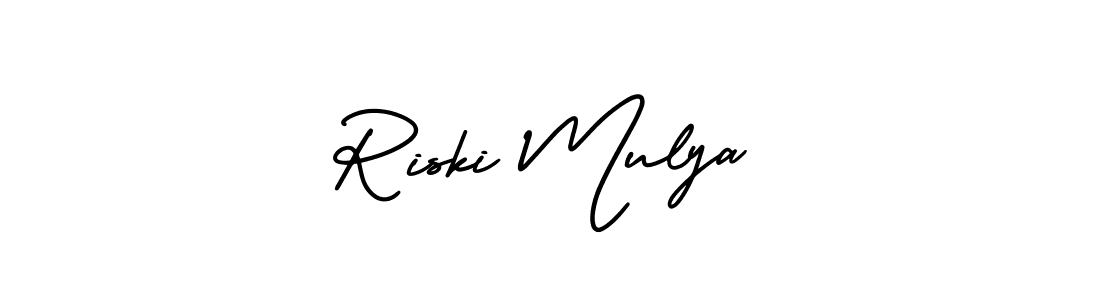 How to make Riski Mulya signature? AmerikaSignatureDemo-Regular is a professional autograph style. Create handwritten signature for Riski Mulya name. Riski Mulya signature style 3 images and pictures png