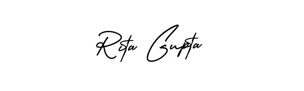 The best way (AmerikaSignatureDemo-Regular) to make a short signature is to pick only two or three words in your name. The name Rita Gupta include a total of six letters. For converting this name. Rita Gupta signature style 3 images and pictures png