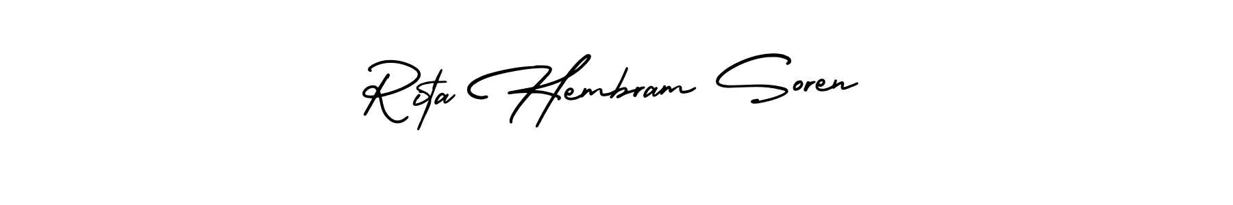 You should practise on your own different ways (AmerikaSignatureDemo-Regular) to write your name (Rita Hembram Soren) in signature. don't let someone else do it for you. Rita Hembram Soren signature style 3 images and pictures png