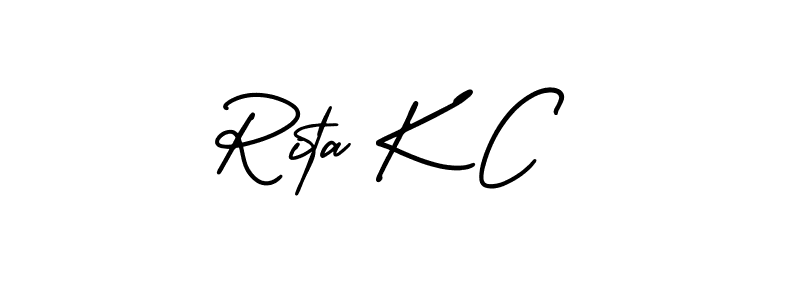 How to make Rita K C name signature. Use AmerikaSignatureDemo-Regular style for creating short signs online. This is the latest handwritten sign. Rita K C signature style 3 images and pictures png