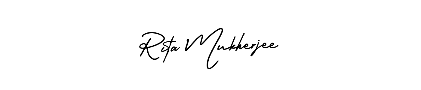 if you are searching for the best signature style for your name Rita Mukherjee. so please give up your signature search. here we have designed multiple signature styles  using AmerikaSignatureDemo-Regular. Rita Mukherjee signature style 3 images and pictures png