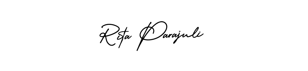 You should practise on your own different ways (AmerikaSignatureDemo-Regular) to write your name (Rita Parajuli) in signature. don't let someone else do it for you. Rita Parajuli signature style 3 images and pictures png