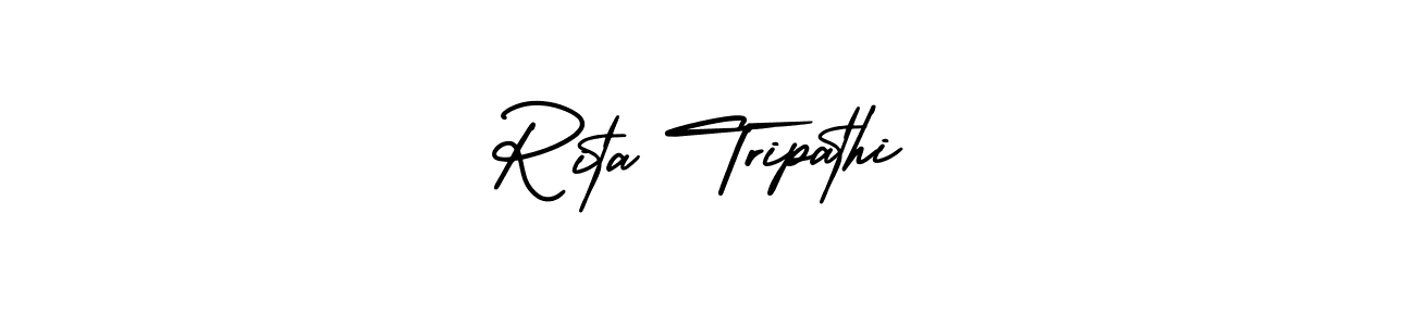 You should practise on your own different ways (AmerikaSignatureDemo-Regular) to write your name (Rita Tripathi) in signature. don't let someone else do it for you. Rita Tripathi signature style 3 images and pictures png