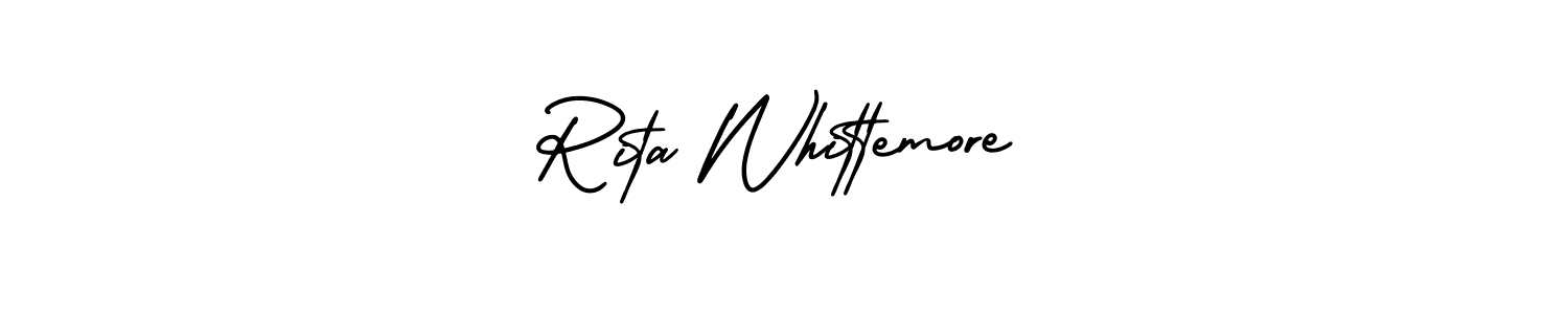 The best way (AmerikaSignatureDemo-Regular) to make a short signature is to pick only two or three words in your name. The name Rita Whittemore include a total of six letters. For converting this name. Rita Whittemore signature style 3 images and pictures png