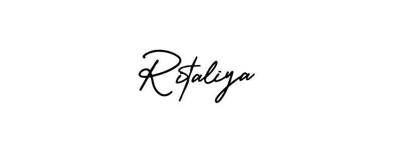 Ritaliya stylish signature style. Best Handwritten Sign (AmerikaSignatureDemo-Regular) for my name. Handwritten Signature Collection Ideas for my name Ritaliya. Ritaliya signature style 3 images and pictures png