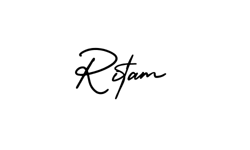 This is the best signature style for the Ritam name. Also you like these signature font (AmerikaSignatureDemo-Regular). Mix name signature. Ritam signature style 3 images and pictures png