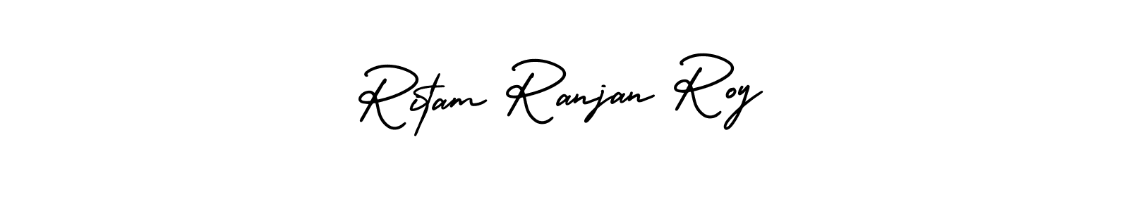 The best way (AmerikaSignatureDemo-Regular) to make a short signature is to pick only two or three words in your name. The name Ritam Ranjan Roy include a total of six letters. For converting this name. Ritam Ranjan Roy signature style 3 images and pictures png