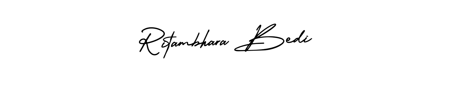 You should practise on your own different ways (AmerikaSignatureDemo-Regular) to write your name (Ritambhara Bedi) in signature. don't let someone else do it for you. Ritambhara Bedi signature style 3 images and pictures png