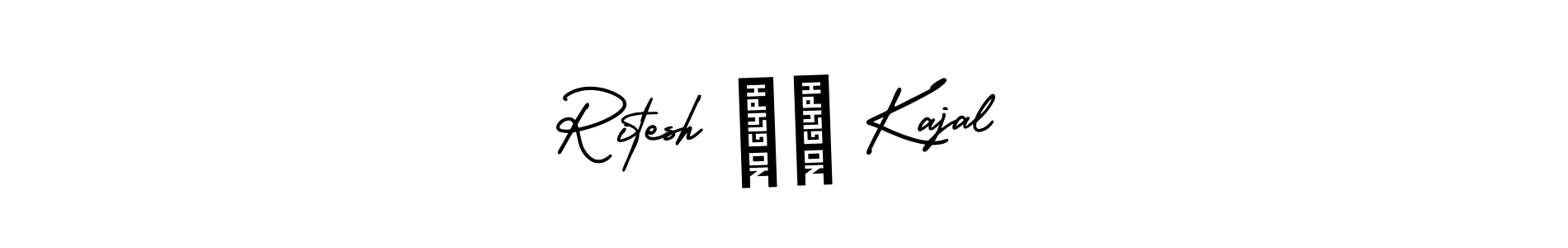 This is the best signature style for the Ritesh ♥️ Kajal name. Also you like these signature font (AmerikaSignatureDemo-Regular). Mix name signature. Ritesh ♥️ Kajal signature style 3 images and pictures png