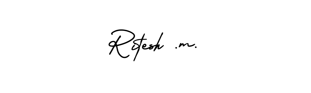 Ritesh .m. stylish signature style. Best Handwritten Sign (AmerikaSignatureDemo-Regular) for my name. Handwritten Signature Collection Ideas for my name Ritesh .m.. Ritesh .m. signature style 3 images and pictures png
