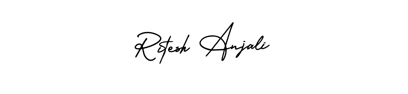 Design your own signature with our free online signature maker. With this signature software, you can create a handwritten (AmerikaSignatureDemo-Regular) signature for name Ritesh Anjali. Ritesh Anjali signature style 3 images and pictures png