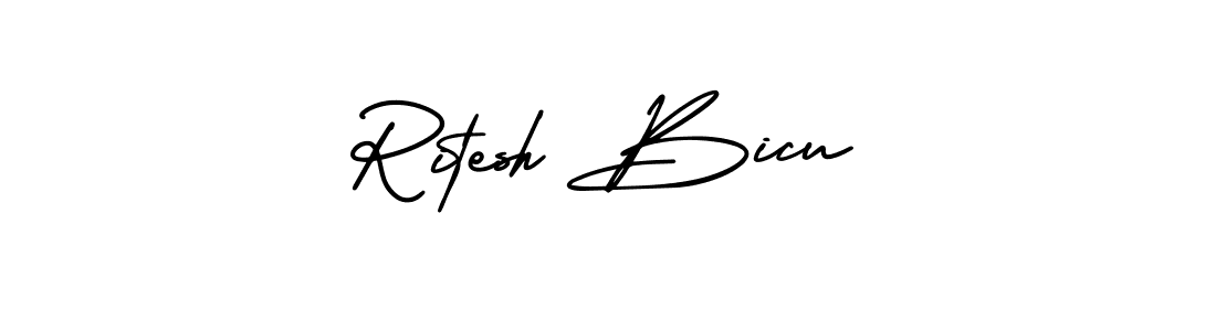 Design your own signature with our free online signature maker. With this signature software, you can create a handwritten (AmerikaSignatureDemo-Regular) signature for name Ritesh Bicu. Ritesh Bicu signature style 3 images and pictures png
