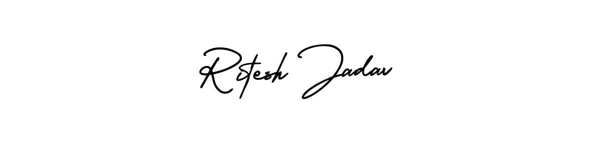 if you are searching for the best signature style for your name Ritesh Jadav. so please give up your signature search. here we have designed multiple signature styles  using AmerikaSignatureDemo-Regular. Ritesh Jadav signature style 3 images and pictures png