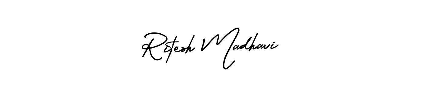 This is the best signature style for the Ritesh Madhavi name. Also you like these signature font (AmerikaSignatureDemo-Regular). Mix name signature. Ritesh Madhavi signature style 3 images and pictures png