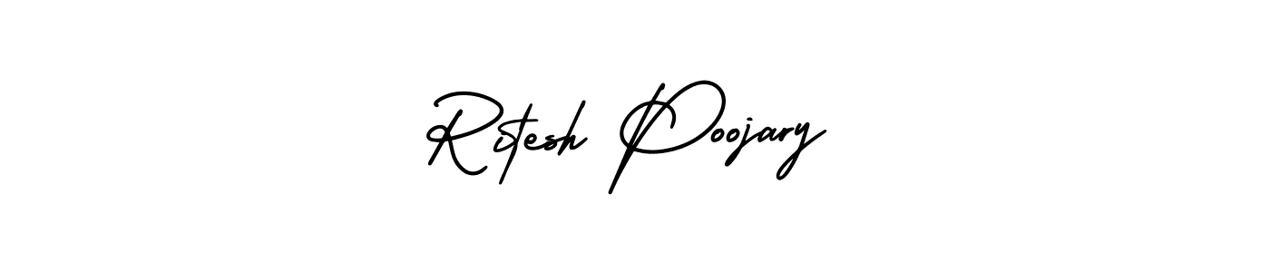 AmerikaSignatureDemo-Regular is a professional signature style that is perfect for those who want to add a touch of class to their signature. It is also a great choice for those who want to make their signature more unique. Get Ritesh Poojary name to fancy signature for free. Ritesh Poojary signature style 3 images and pictures png