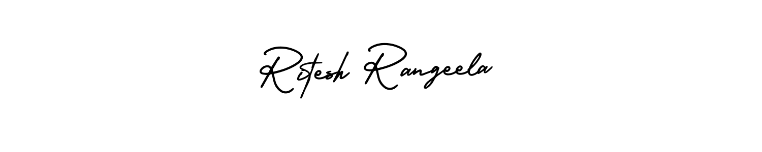 How to make Ritesh Rangeela name signature. Use AmerikaSignatureDemo-Regular style for creating short signs online. This is the latest handwritten sign. Ritesh Rangeela signature style 3 images and pictures png