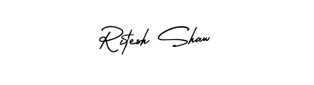 This is the best signature style for the Ritesh Shaw name. Also you like these signature font (AmerikaSignatureDemo-Regular). Mix name signature. Ritesh Shaw signature style 3 images and pictures png