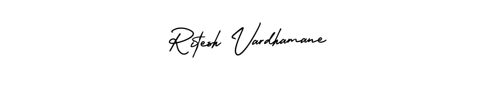 The best way (AmerikaSignatureDemo-Regular) to make a short signature is to pick only two or three words in your name. The name Ritesh Vardhamane include a total of six letters. For converting this name. Ritesh Vardhamane signature style 3 images and pictures png