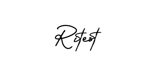 The best way (AmerikaSignatureDemo-Regular) to make a short signature is to pick only two or three words in your name. The name Ritest include a total of six letters. For converting this name. Ritest signature style 3 images and pictures png