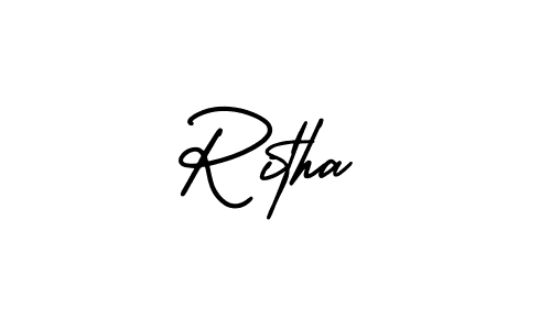 It looks lik you need a new signature style for name Ritha. Design unique handwritten (AmerikaSignatureDemo-Regular) signature with our free signature maker in just a few clicks. Ritha signature style 3 images and pictures png