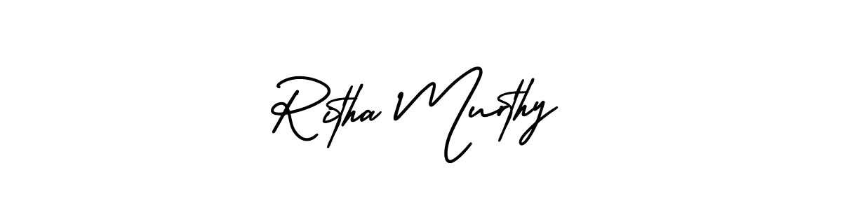 You should practise on your own different ways (AmerikaSignatureDemo-Regular) to write your name (Ritha Murthy) in signature. don't let someone else do it for you. Ritha Murthy signature style 3 images and pictures png