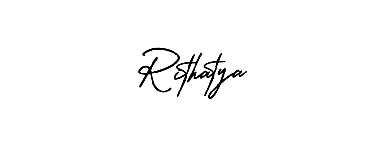 You should practise on your own different ways (AmerikaSignatureDemo-Regular) to write your name (Rithatya) in signature. don't let someone else do it for you. Rithatya signature style 3 images and pictures png