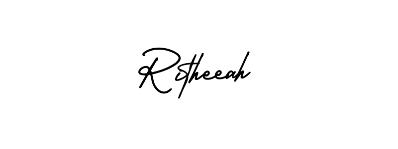 This is the best signature style for the Ritheeah name. Also you like these signature font (AmerikaSignatureDemo-Regular). Mix name signature. Ritheeah signature style 3 images and pictures png
