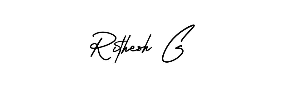 How to make Rithesh G signature? AmerikaSignatureDemo-Regular is a professional autograph style. Create handwritten signature for Rithesh G name. Rithesh G signature style 3 images and pictures png