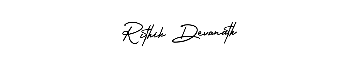 Rithik Devanath stylish signature style. Best Handwritten Sign (AmerikaSignatureDemo-Regular) for my name. Handwritten Signature Collection Ideas for my name Rithik Devanath. Rithik Devanath signature style 3 images and pictures png