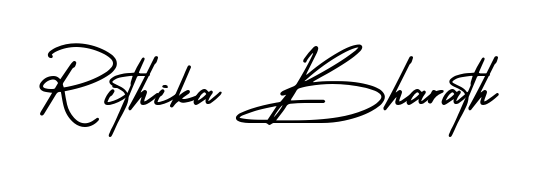 A dynamic signature style for Rithika Bharath using AmerikaSignatureDemo-Regular script. Designed to look authentic, handwritten, and professional. Rithika Bharath signature style 3 images and pictures png