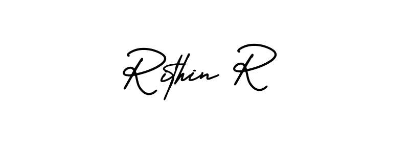 Design your own signature with our free online signature maker. With this signature software, you can create a handwritten (AmerikaSignatureDemo-Regular) signature for name Rithin R. Rithin R signature style 3 images and pictures png