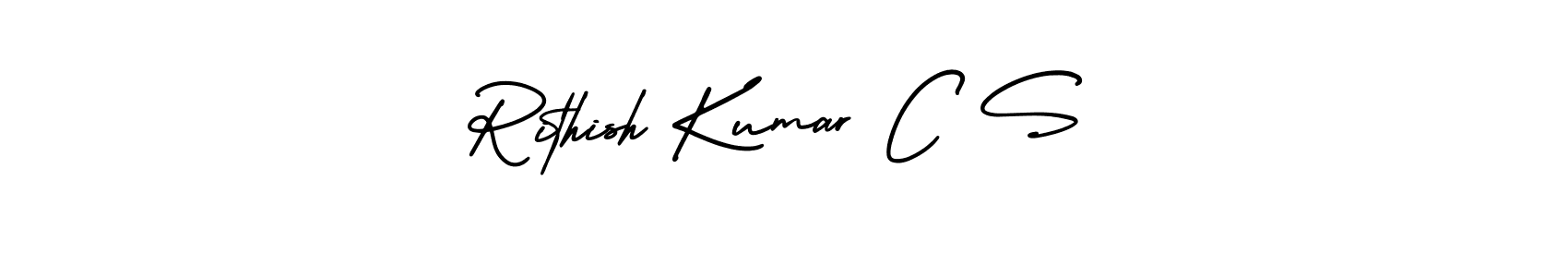 if you are searching for the best signature style for your name Rithish Kumar C S. so please give up your signature search. here we have designed multiple signature styles  using AmerikaSignatureDemo-Regular. Rithish Kumar C S signature style 3 images and pictures png