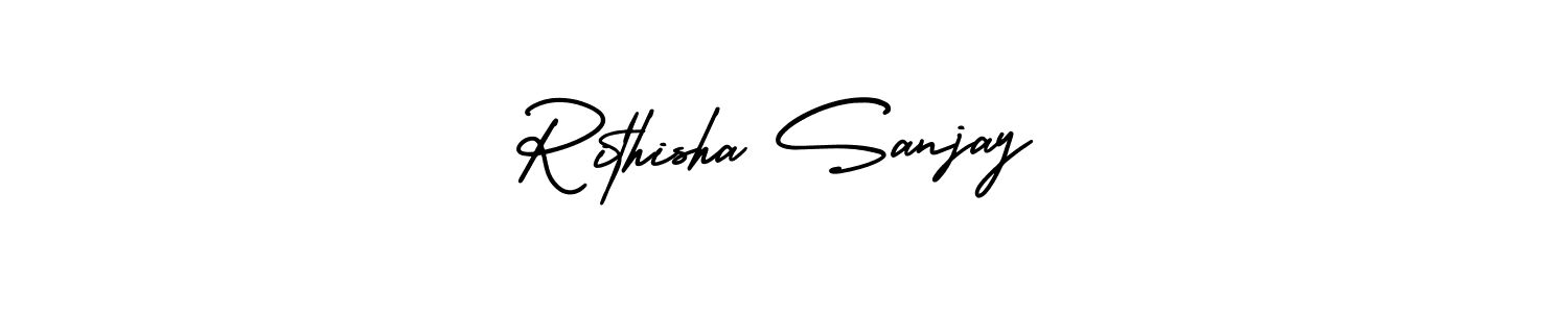 Rithisha Sanjay stylish signature style. Best Handwritten Sign (AmerikaSignatureDemo-Regular) for my name. Handwritten Signature Collection Ideas for my name Rithisha Sanjay. Rithisha Sanjay signature style 3 images and pictures png