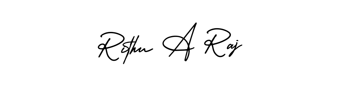 The best way (AmerikaSignatureDemo-Regular) to make a short signature is to pick only two or three words in your name. The name Rithu A Raj include a total of six letters. For converting this name. Rithu A Raj signature style 3 images and pictures png