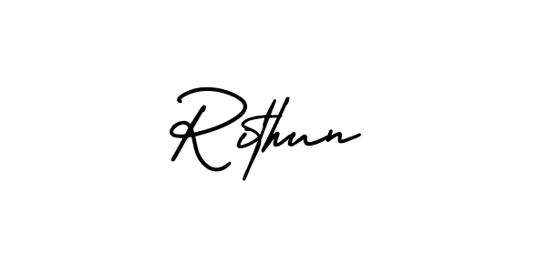 Use a signature maker to create a handwritten signature online. With this signature software, you can design (AmerikaSignatureDemo-Regular) your own signature for name Rithun. Rithun signature style 3 images and pictures png